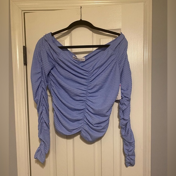 Elodie Lavender Ruched Off-Shoulder Blouse - Picture 1 of 4
